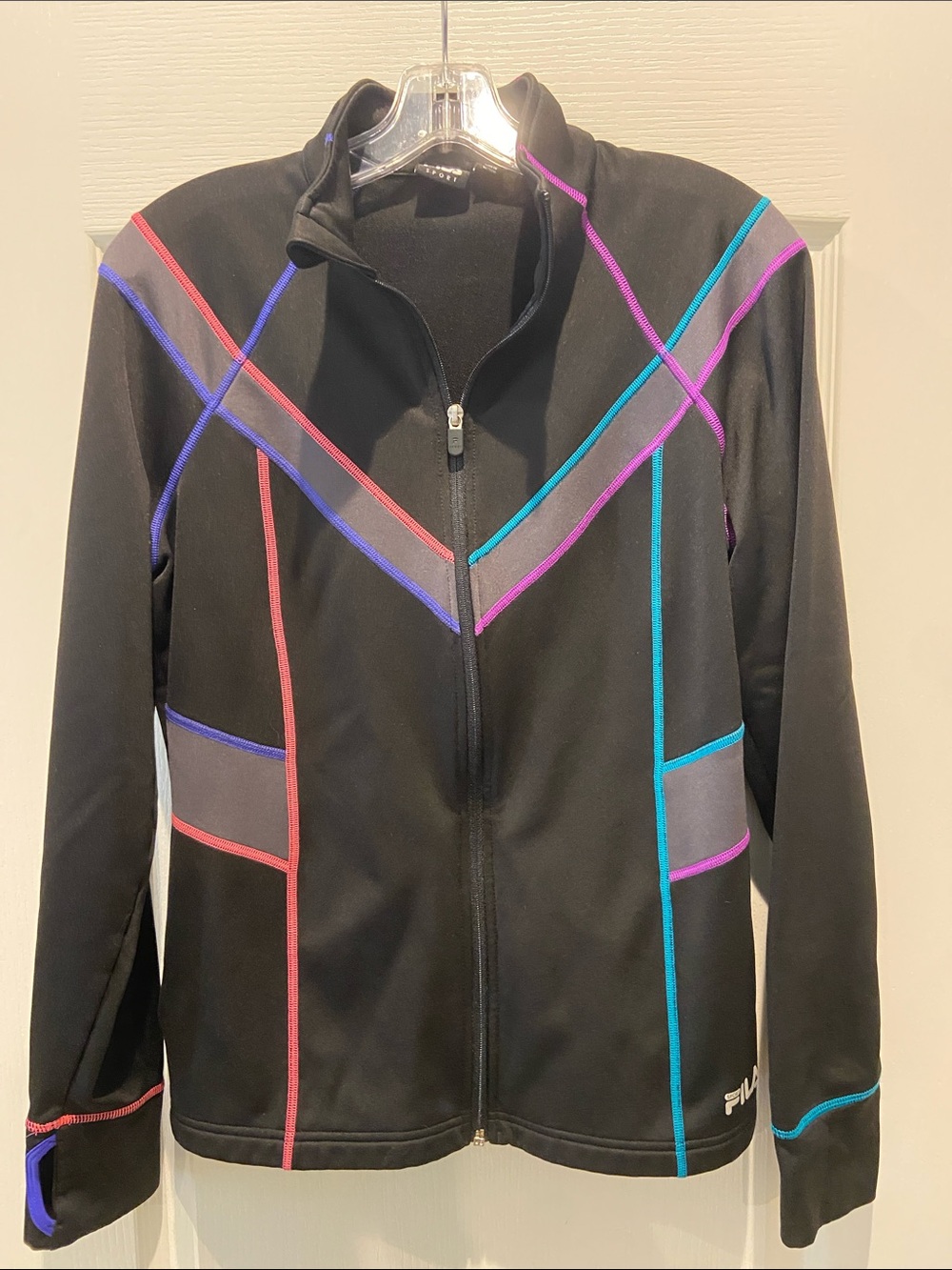 Fila Black Zip Jacket with Teal, Purple and CoralTrim
